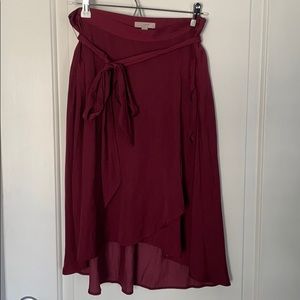 Mauve Foe-Wrap Midi Skirt with Belt